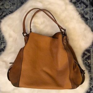 Large Coach Tote Leather and Suede Camel